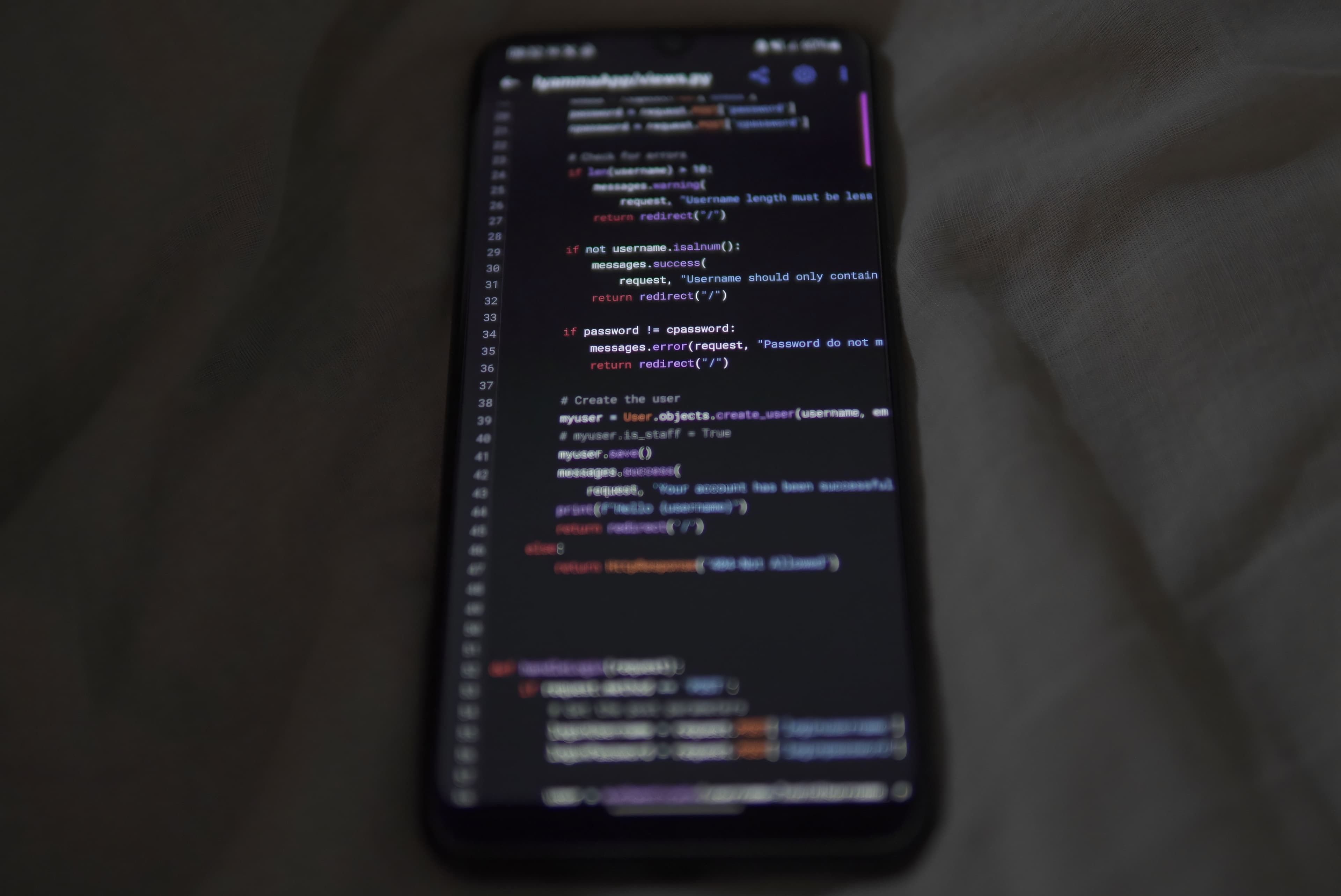Mobile application interface on a modern phone screen
