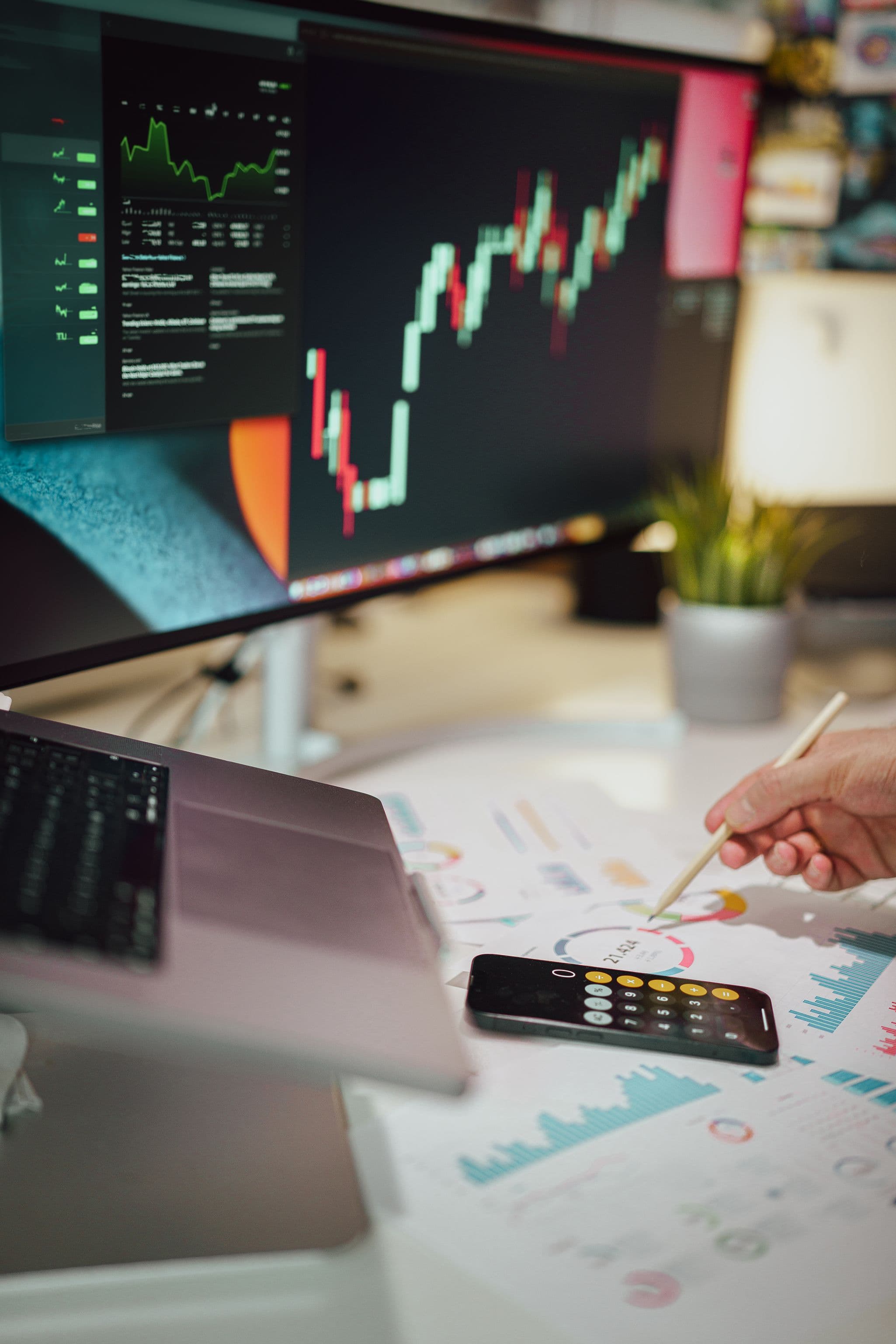 Business intelligence dashboard visual with charts and metrics